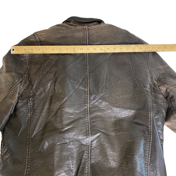 Levi's brown distressed XL faux leather Trucker/biker style jacket - Picture 4 of 15
